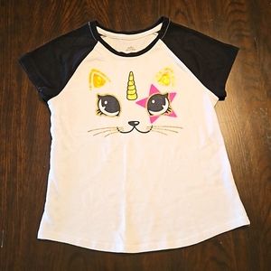 🦋5/$15 Girl's Halloween Cat Tee L (10/12)